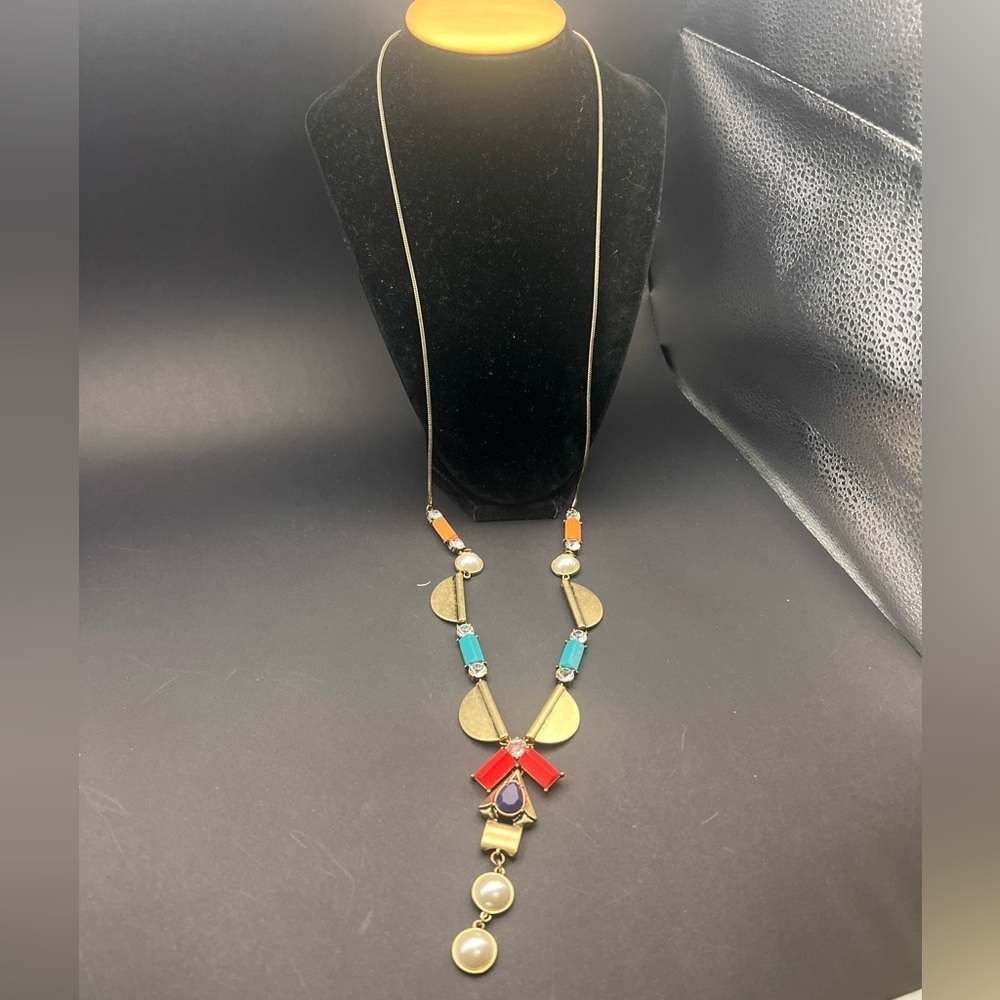 5/$25 Premier Designs Colorful Necklace with Gold and Pearl Accents